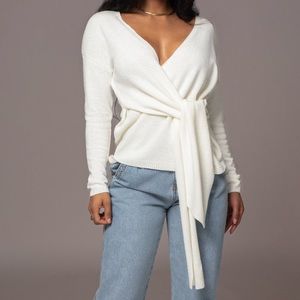 NWT JLUXLABEL Ivory Wrap Top NWT
